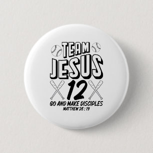 Jesus And Baseball Team Jesus Christian Matthew 28 6 Cm Round Badge