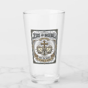 Jesus and Baseball Vintage Christian  Glass