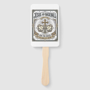 Jesus and Baseball Vintage Christian Hand Fan