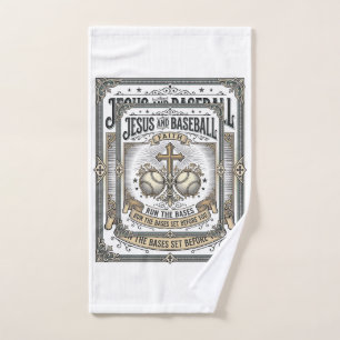 Jesus and Baseball Vintage Christian Hand Towel