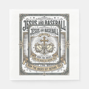 Jesus and Baseball Vintage Christian  Napkin