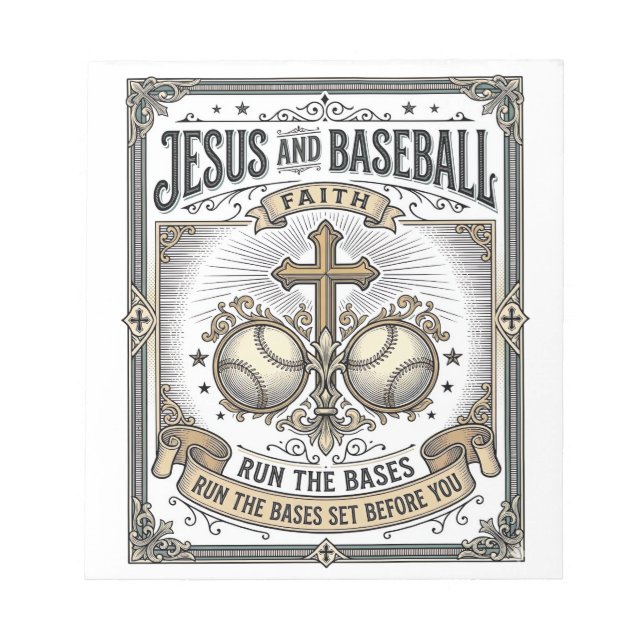 Jesus and Baseball Vintage Christian  Notepad (Front)