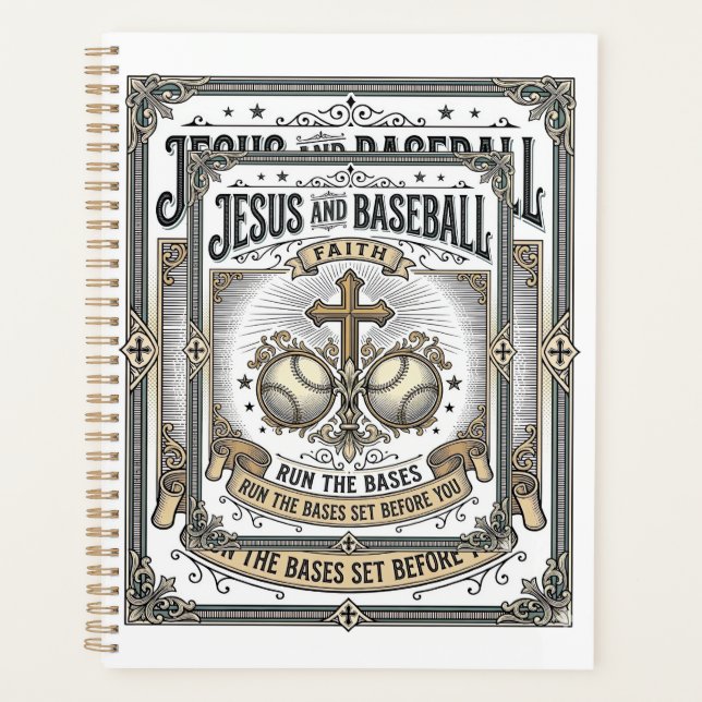 Jesus and Baseball Vintage Christian  Planner (Front)