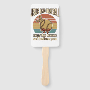 Jesus and Baseball Vintage Christian Shirt Hand Fan