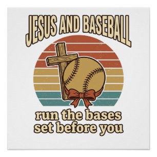 Jesus and Baseball Vintage Christian Shirt Poster