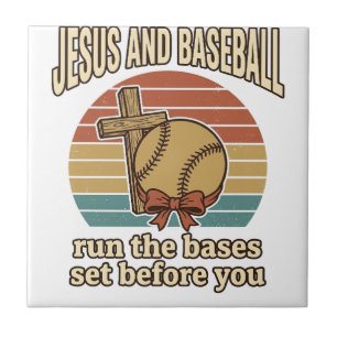 Jesus and Baseball Vintage Christian Shirt Tile