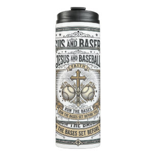Jesus and Baseball Vintage Christian Thermal Tumbler