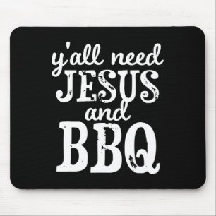 Jesus And Bbq For Religious Barbecue Lovers  Mouse Pad