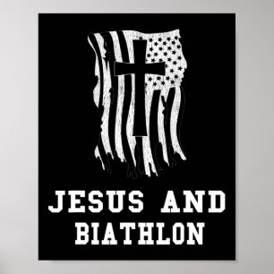 Jesus And Biathlon Design For Christian Biathletes Poster