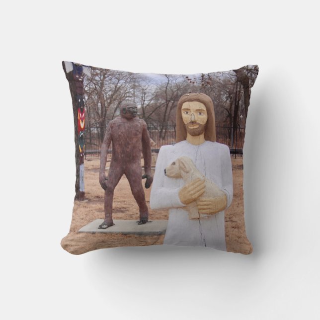 Jesus and Bigfoot Cushion (Front)