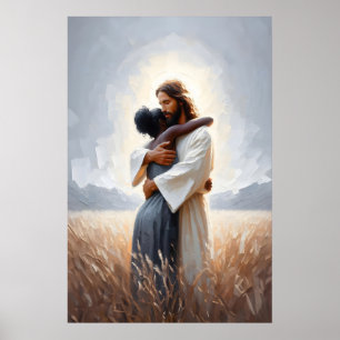 Jesus and Black Woman Christ Woman Jesus Painting  Poster