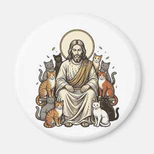 Jesus and Cats Vintage Magnet