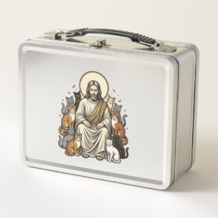 Jesus and Cats Vintage Metal Lunch Box