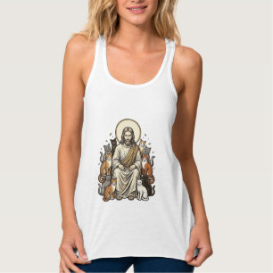 Jesus and Cats Vintage Singlet