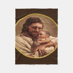 Jesus and child fleece blanket