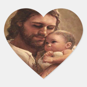 Jesus and child heart sticker