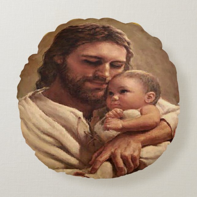 Jesus and child round cushion (Front)