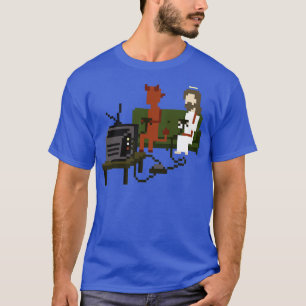 Jesus and Devil Playing Video Games Pixel Art T-Shirt