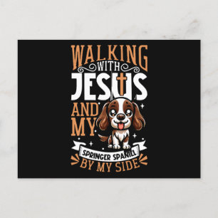 Jesus and dog - English Springer Spaniel Postcard