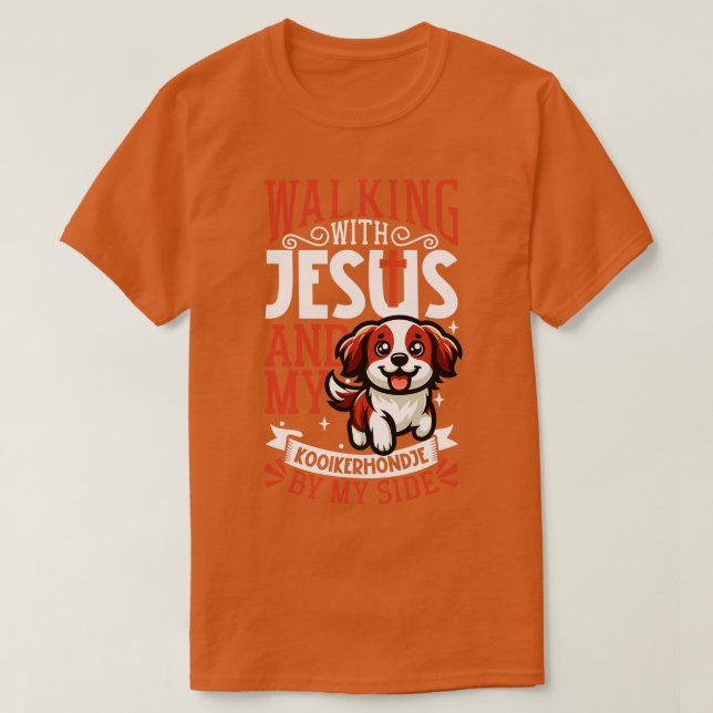 Jesus and dog Kooikerhondje T-Shirt (Design Front)