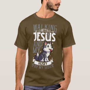 Jesus and dog Siberian Husky T-Shirt