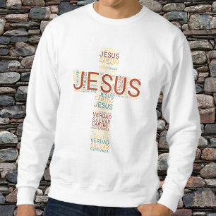 Jesus And Faith Cross Men's Christian Spanish Sweatshirt