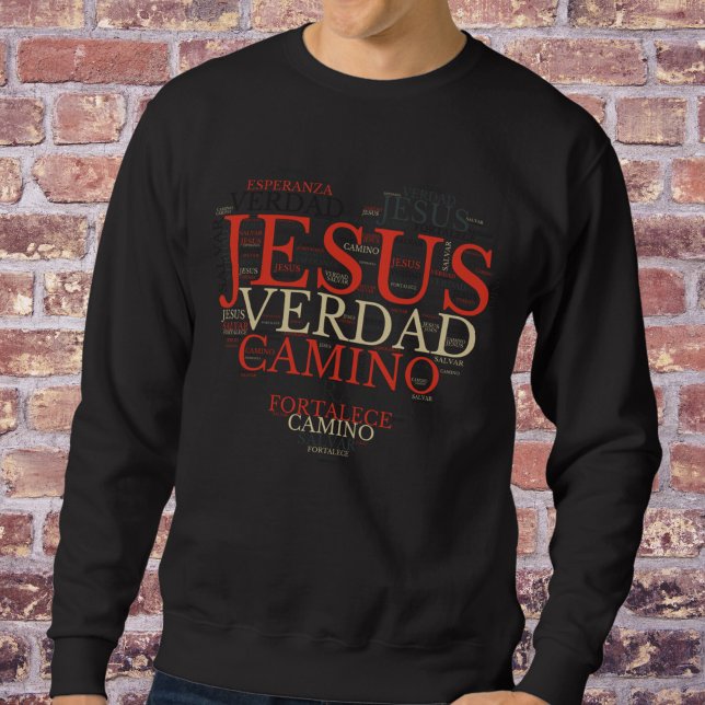 Jesus And Faith Heart Men's Christian Spanish Sweatshirt (Creator Uploaded)