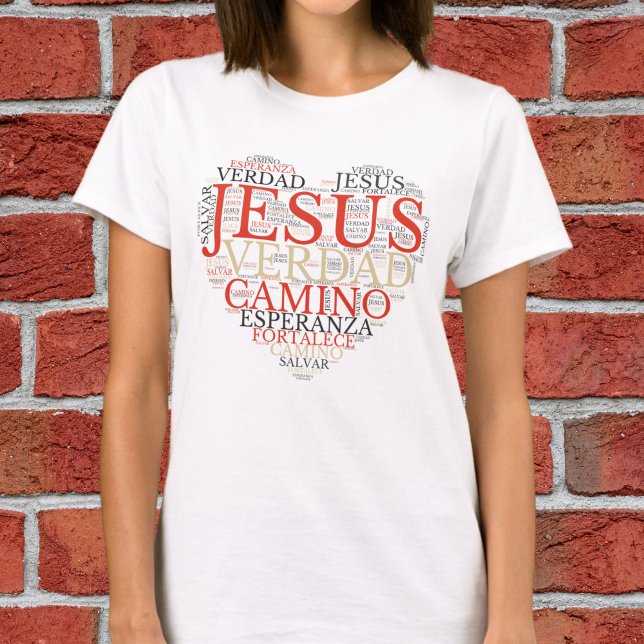 Jesus And Faith Heart Women's Christian Spanish T-Shirt (Creator Uploaded)