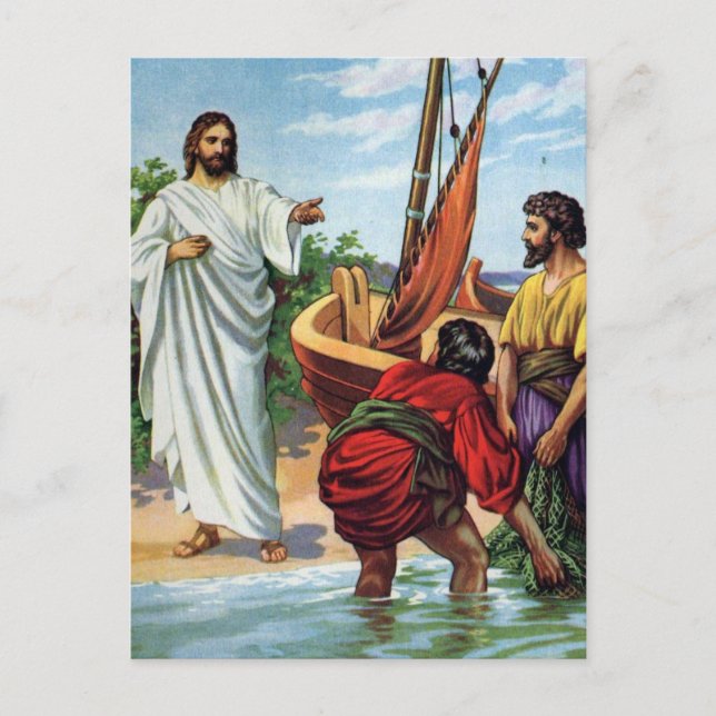 Jesus And Four Fishermen Postcard (Front)
