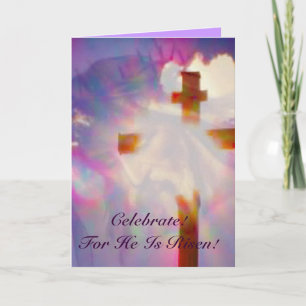 Jesus and Glowing Cross Easter Card