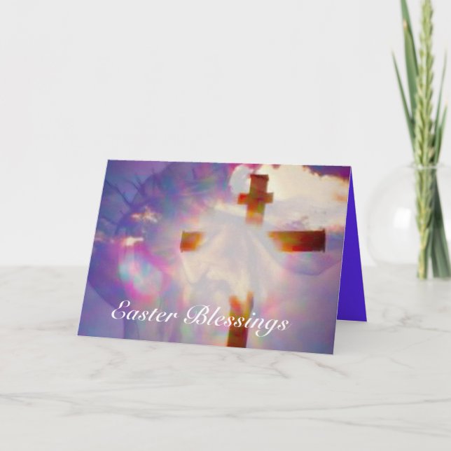 Jesus and Glowing Cross Easter Card (Front)