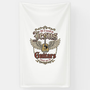 Jesus and Guitars Vintage Christian Guitar Banner