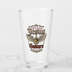 Jesus and Guitars Vintage Christian Guitar Glass