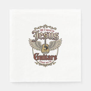 Jesus and Guitars Vintage Christian Guitar Napkin