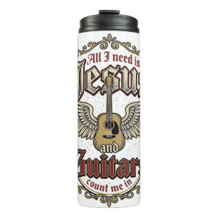 Jesus and Guitars Vintage Christian Guitar Thermal Tumbler