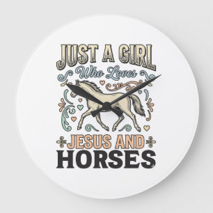 Jesus And Horses Girl Vintage Horse Faith Shirt De Large Clock