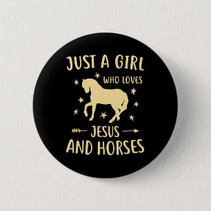 Jesus And Horses Horse Gifts For Girls Women 6 Cm Round Badge