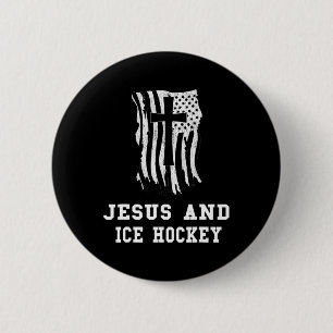 Jesus And Ice Hockey Design Christian Jesus Fan 6 Cm Round Badge