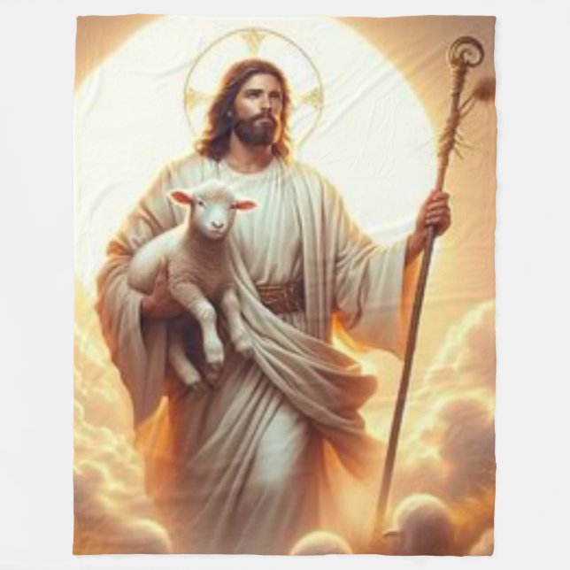 JESUS and LAMB 2 Fleece Blanket (Front)