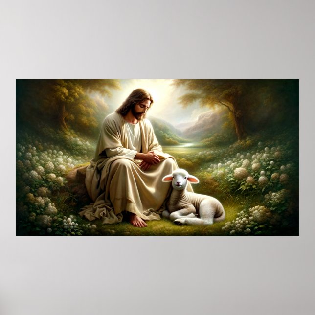 Jesus and Lamb Art Poster (Front)