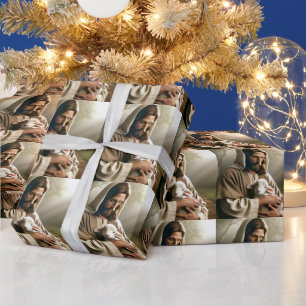 JESUS AND LAMB CHRISTMAS WRAPPING PAPER