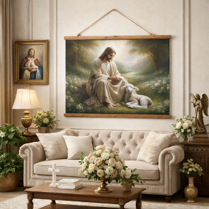 Jesus and Lamb Hanging Tapestry