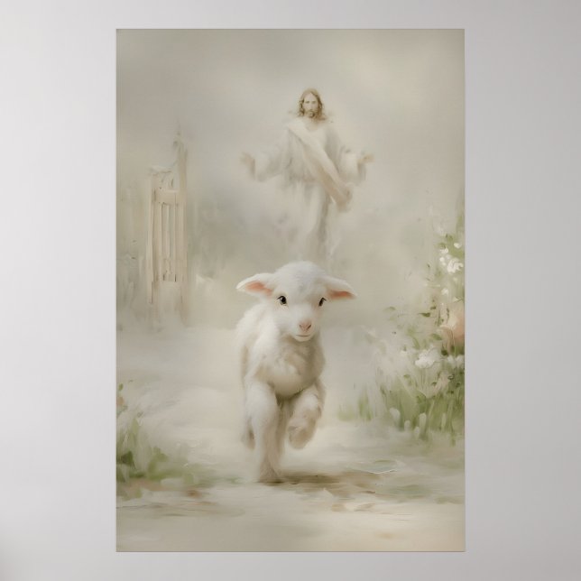 Jesus and Lamb Watercolor Print Good Shepherd (Front)