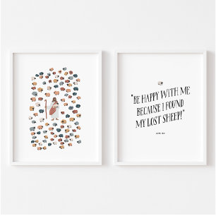 Jesus and lost sheep set of 2 poster