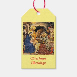 Jesus and Mary Christmas Nativity with 3 Kings Gift Tags