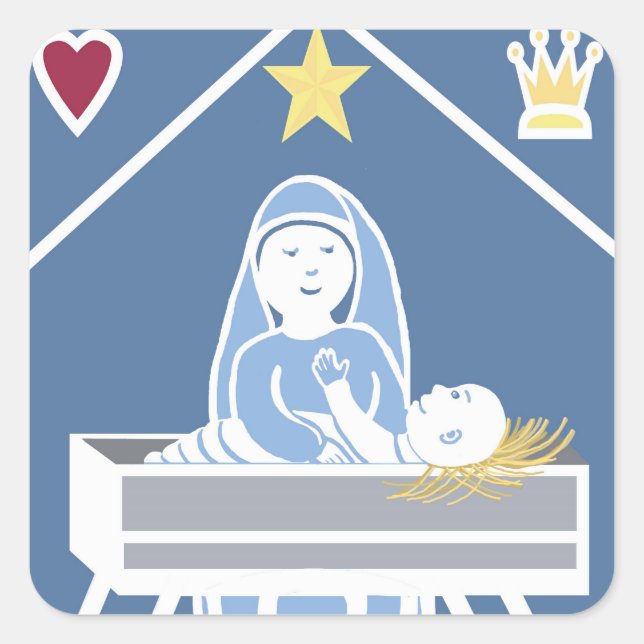 Jesus and Mary Nativity Square Sticker (Front)
