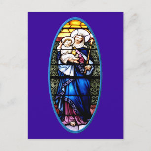 Jesus and Mary stained glass window Postcard