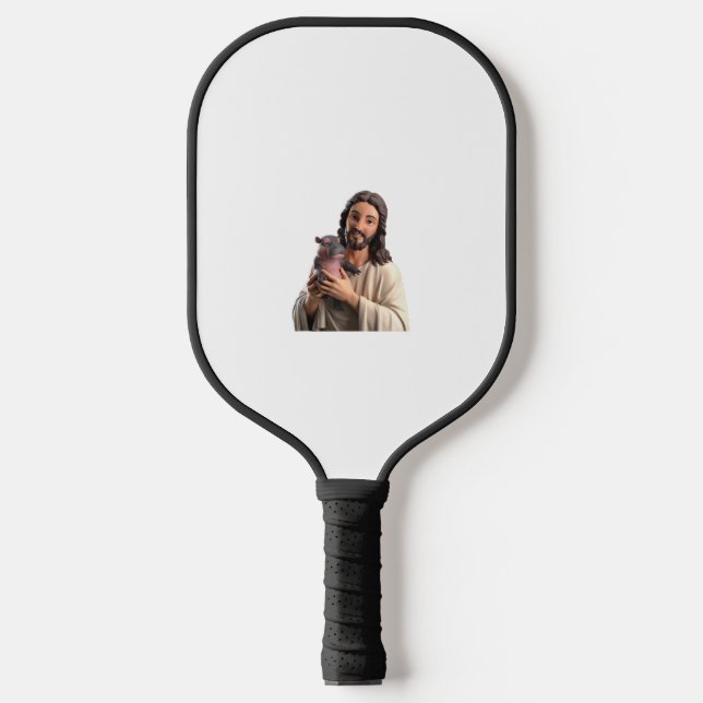 Jesus and Moo Deng_ A Unique Take on Classic Art T Pickleball Paddle (Front)