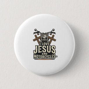 Jesus and Motorcycles Vintage Christian Biker Desi 6 Cm Round Badge