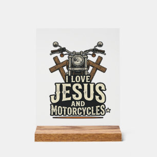 Jesus and Motorcycles Vintage Christian Biker Desi Acrylic Sign